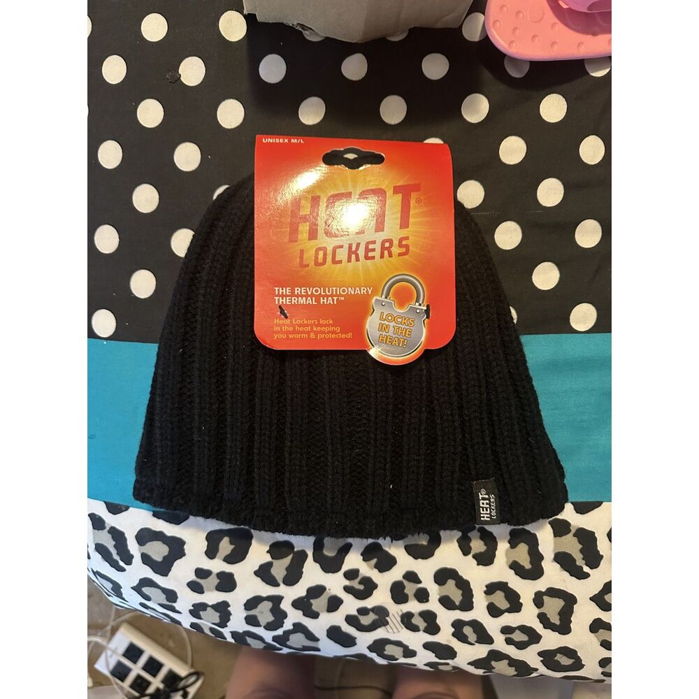 Heat Holders Men's Beanie Hat Black One Size Ribbed Thermal Winter Knit Cap